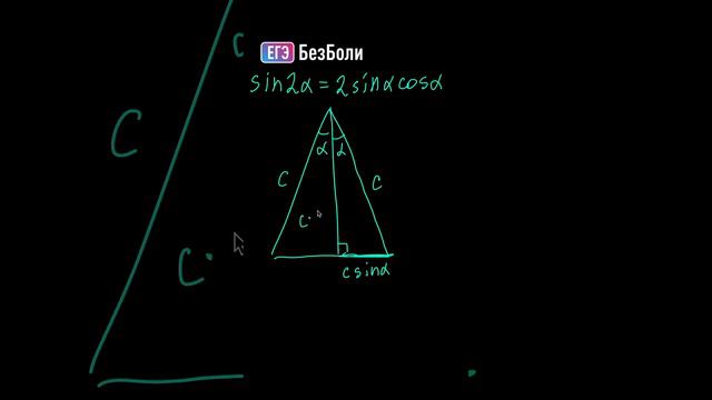 Вывод синуса двойного угла через площадь равнобедренного треугольника  #егэ2024