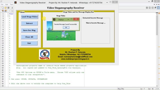 Video Steganography Using Matlab Project Code