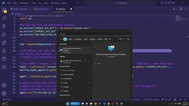 GPT 3 searches the internet with langchain. how to use langchain tutorial: Agents & Tools explained