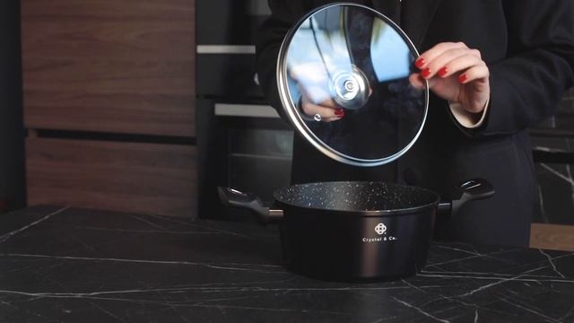 Crystal & CO\Набор кастрюль и сковородок с антипригарным покрытием 6\Черный