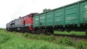 Тепловоз 2ТЭ10У-0426 с грузовым поездом на перегоне Вослебово-Павелец-2-Сызранский / 21.06.2022.