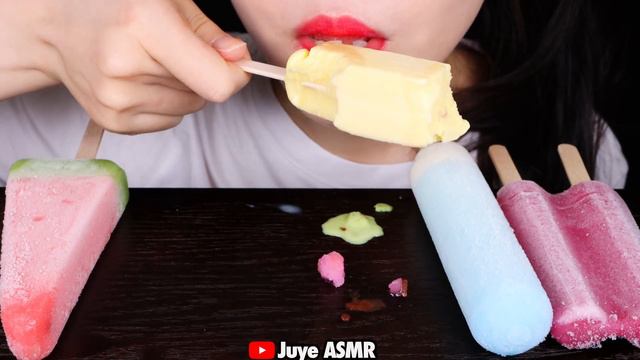 ASMR RAINBOW ICE CREAM WATERMELON ICE CREAM 먹방 MUKBANG REAL EATING SOUNDS