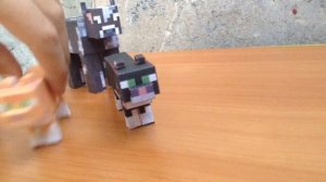 Бумажный Minecraft: Курица, корова и чёрный кот