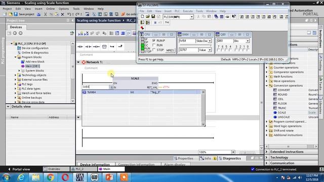 Use of scale function in TIA PORTAL. of SIEMENS PLC