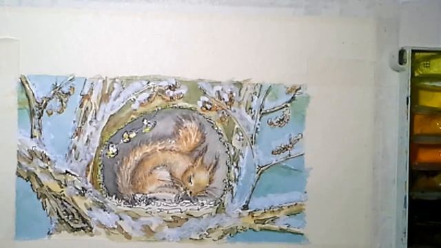 АРТ ИЛЛЮСТРАЦИЯ. Учимся рисовать иллюстрацию серии ВОЛШЕБНЫЕ СНЫ ( БЕЛОЧКА 2 ) акварель. смотреть онлайн