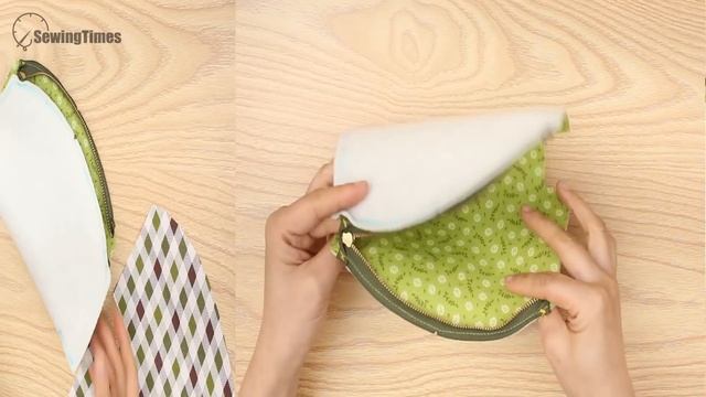 DIY CURVED TOP POUCH | Cute Makeup Bag Tutorial & Sewing Pattern [sewingtimes]