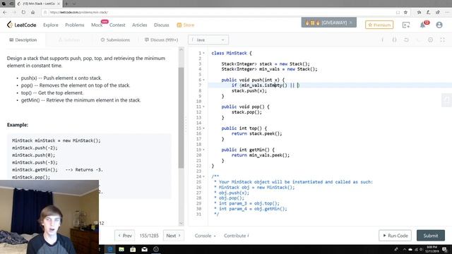LeetCode 155. Min Stack (Algorithm Explained)