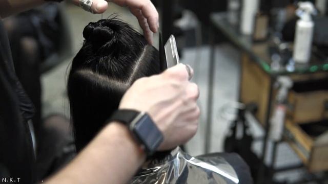 BOB HAIRCUT with bangs and disconnection, how to cut bob haircut with accent - NIKITOCHKIN