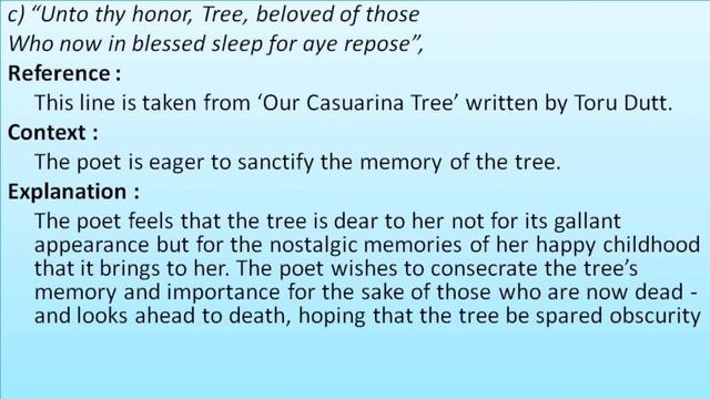 12th English Unit 2 Poem Our Casuarina Tree Book Back Exercise