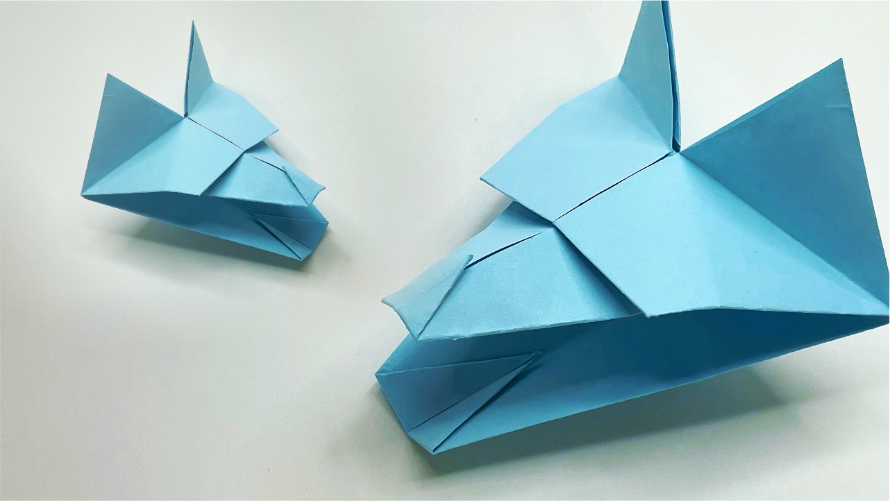 Оригами из бумаги для начинающих. Поделки из 1 листа бумаги. Оригами волк. Оригами на руку из бумаги. Говорящее оригами