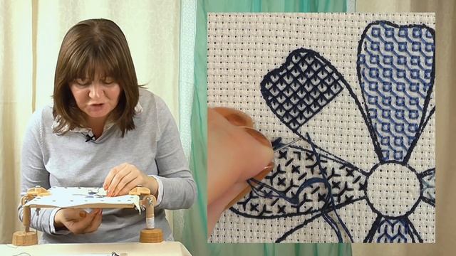 Blackwork embroidery diaper patterns - small diamonds