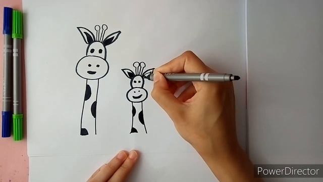 Рисунок для малышей и не только?Как за несколько минут нарисовать семью жирафов? смотреть онлайн