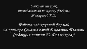 Открытый урок преподавателя по классу флейты Жихаревой К.В.