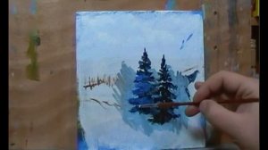 Как нарисовать ёлочку в снегу