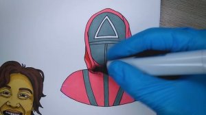 Треугольник Надзиратель. Игра в кальмара (рисунок маркерами)