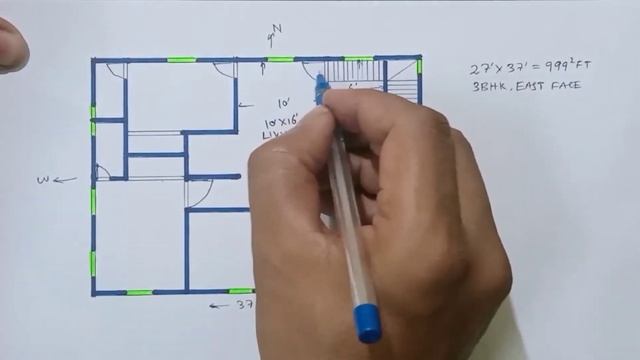 27x37 house plan | 999 sqft house design | 3bhk with puja room & store | 1000 SQFT GHAR KA NAKSHA смотреть онлайн