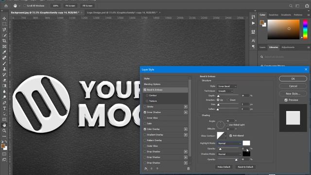Metal Sign Logo Mockup on Black Wall Tutorial in Adobe Photoshop