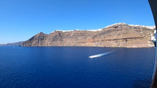SANTORINI | PORT ENTRANCE panorama & SAIL AWAY | NCL JADE | 7 days Greek islands | 28 August 2021