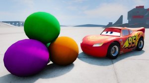Lightning Mcqueen vs RAINBOW STONE BALLS in BeamNG drive