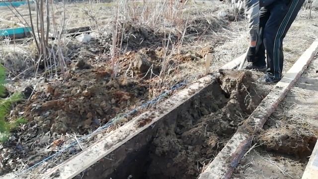 Строю дом из опилкобетона. Ленточный фундамент( мелкозаглубленный). Выкапывание траншеи. смотреть онлайн