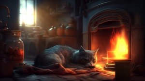 Музыкальный Сказочный Сон  -  Звуки Камина и Мурчание Кота
