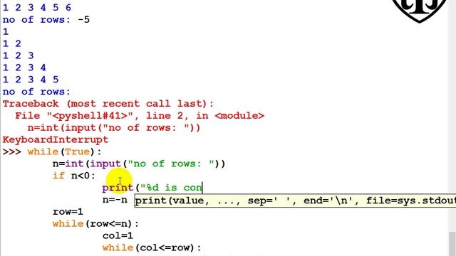 Python - Getting started with pattern (while loop) part-3