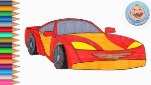 РАСКРАСКА - Рисуем Гоночную Машинку - Развивающее видео про машинки для детей