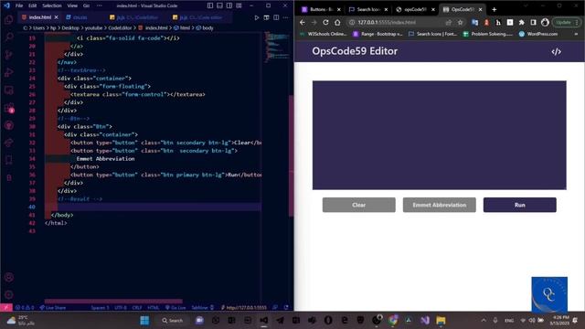 Simple Compiler Using HTML CSS & JavaScript (بناء محرر اكواد بسيط)