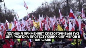 Полиция применяет слезоточивый газ для разгона протестующих фермеров в Варшаве
