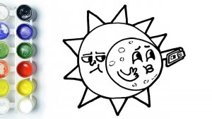 Como dibujar un Eclipse Solar KAWAII paso a paso