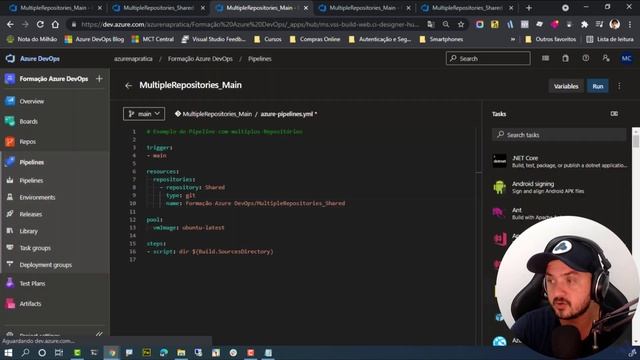 AZURE DEVOPS #19 - AZURE PIPELINES: COMO REFERÊNCIAR MÚLTIPLOS REPOSITÓRIOS EXTERNOS NO PIPELINES смотреть онлайн