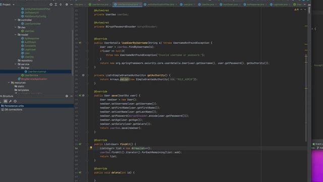 Spring Boot Spring Security JWT Tutorial Part 11 UserServiceImpl UserDetailsService, UserService смотреть онлайн