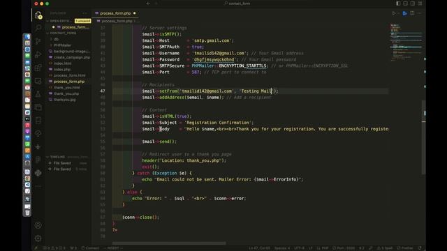 Creating a Contact Form with PHP Mailer: Easy Steps for Successful Registration! | PHP | VS CODE