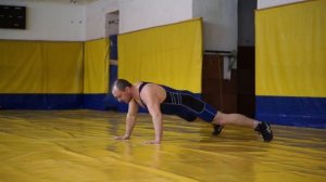 Вольная-борьба. Отжимания от пола "Волна". Для защиты от приема "Накат" и приемов в партере.