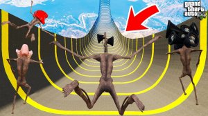 СПУСК БЕЗ ТОРМОЗОВ ЗА СИРЕНОГОЛОВЫХ СЦП МОНСТРОВ ПО ТРАМПЛИНУ в ГТА 5 МОДЫ! ОБЗОР МОДА в GTA 5 ВИДЕО