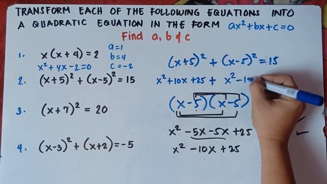 Transform each Equations to Quadratic Equation in the form ax² + bx + c = 0 | Part 1 | смотреть онлайн