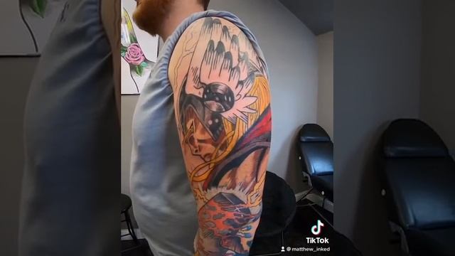 Thor and Loki tattoo sleeve in progress