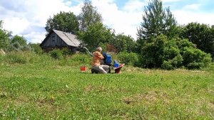 Косилка НЕВА кр 05. Выкашивание лужайки..mp4