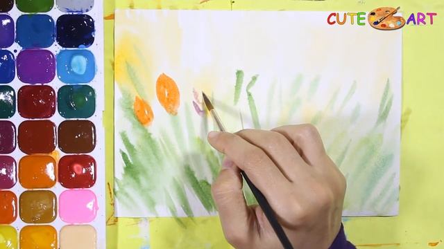 Как нарисовать ЦВЕТУЩИЙ ЛУГ Акварелью