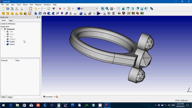 FreeCAD 0.16 Ring Design Tutorial