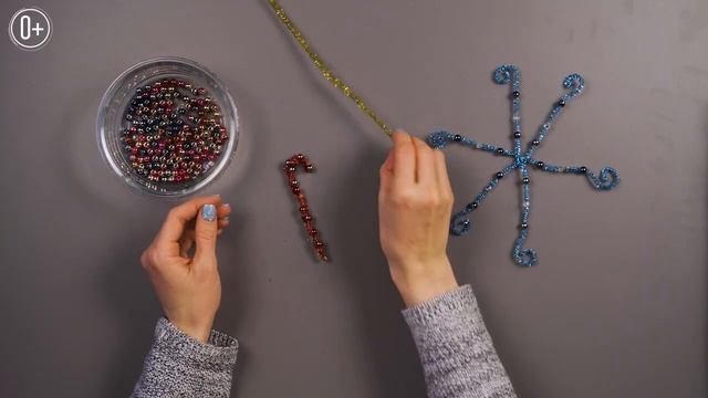 Легкие новогодние поделки из бусин и пушистой проволоки ❄️ Мастер класс для малышей ⛄