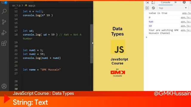 JSC #6 ? Data Types explained Str Boolean etc Vanilla JavaScript Tutorial Complete Crash Course 202