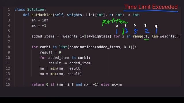 LeetCode 2551. Put Marbles in Bags - Python 3 - Weekly Contest 330. from TLE to AC