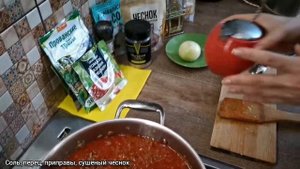 МАКАРОНЫ итальяно с фаршем в томатном соусе - готовим всё вместе в сковороде