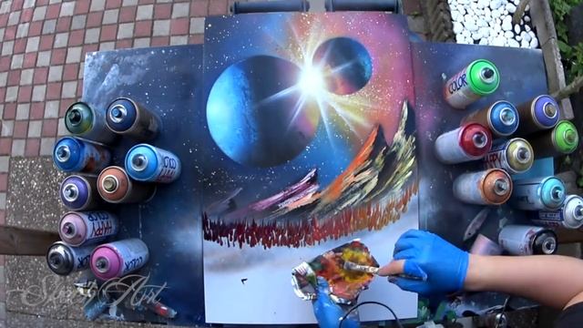 SPRAY PAINT ART by Skech - Clash of the planets смотреть онлайн