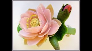 Розовый лотос из холодного фарфора Ивашковой Г.-2