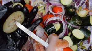 Мясо и овощи, на шампурах | Шашлык из мяса и овощей | Запечённые мясо и овощи