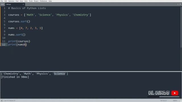Python Tutorial for Beginners 3: Lists and lists functions | ML Minds