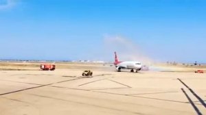 Water salute for Nordwind Airlines at Djerba Zarzis International Airport