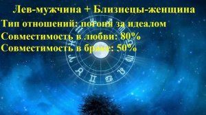 Совместимость Лев-мужчина и Близнецы-женщина